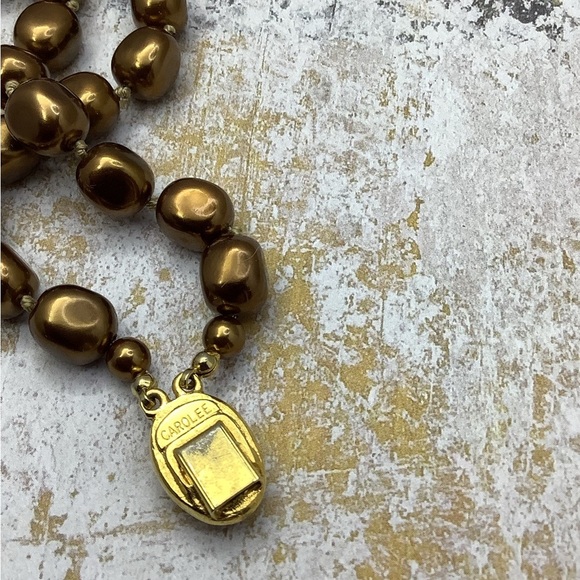 Vintage Carolee Hand Knotted Gold Over Sterling  Beaded Bracelet - Picture 4 of 5